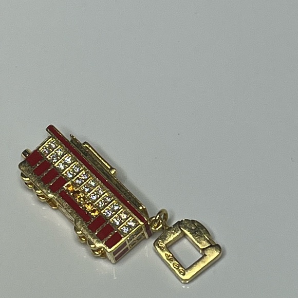 LOUIS VUITTON CABLE CAR 18KT GOLD & DIAMOND & SAPPHIRE CHARM PENDANT - Picture 3 of 12